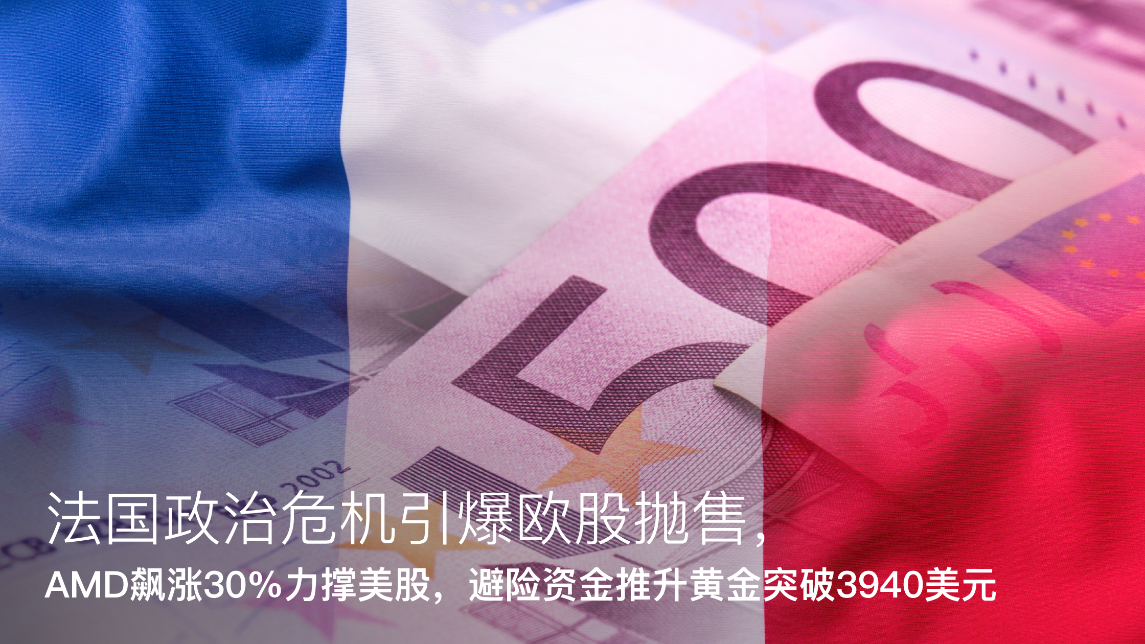 You are currently viewing Amillex每日汇评：法国政治危机引爆欧股抛售，AMD飙涨30%力撑美股，避险资金推升黄金突破3940美元
