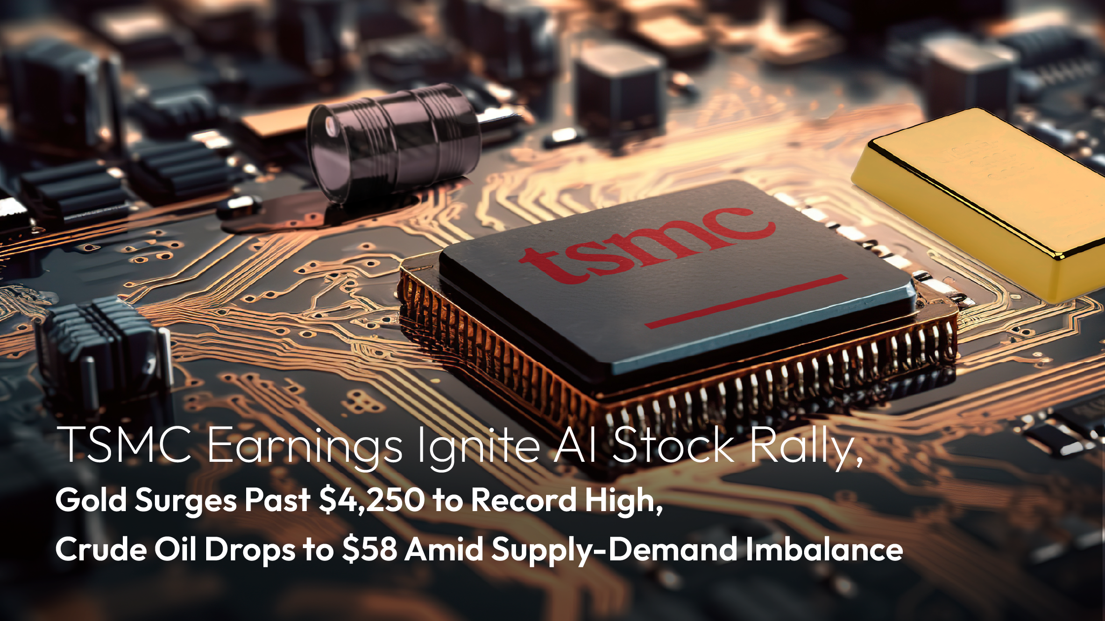Hiện tại bạn đang xem Amillex Daily Market Review: TSMC Earnings Ignite AI Stock Rally, Gold Surges Past $4,250 to Record High, Crude Oil Drops to $58 Amid Supply-Demand Imbalance