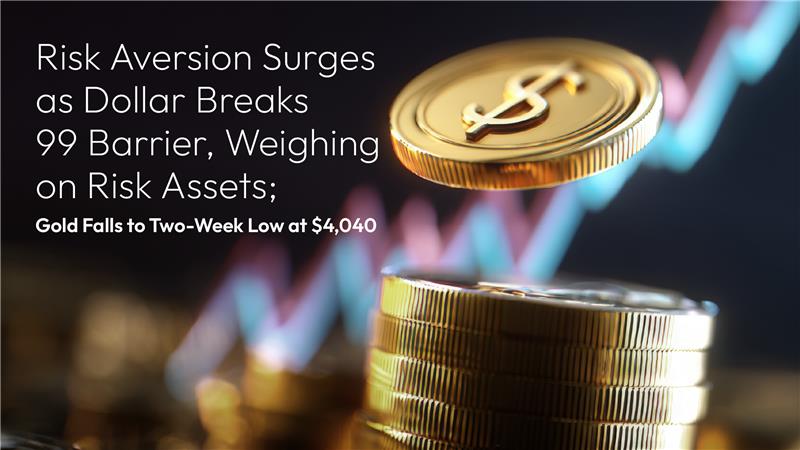 Vous consultez actuellement Amillex Daily Market Review: Risk Aversion Surges as Dollar Breaks 99 Barrier, Weighing on Risk Assets; Gold Falls to Two-Week Low at $4,040