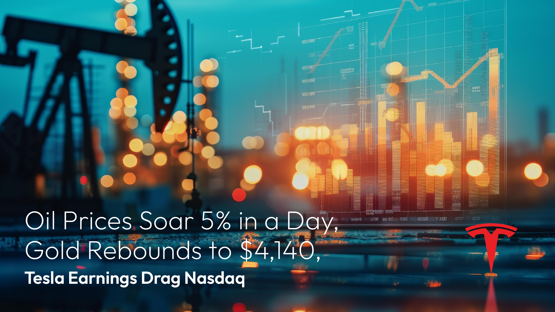 Hiện tại bạn đang xem Amillex Daily Market Review: Oil Prices Soar 5% in a Day, Gold Rebounds to $4,140, Tesla Earnings Drag Nasdaq