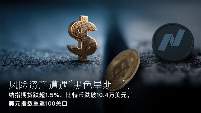 Read more about the article Amillex每日汇评：风险资产遭遇“黑色星期二”，纳指期货跌超1.5%，比特币跌破10.4万美元，美元指数重返100关口