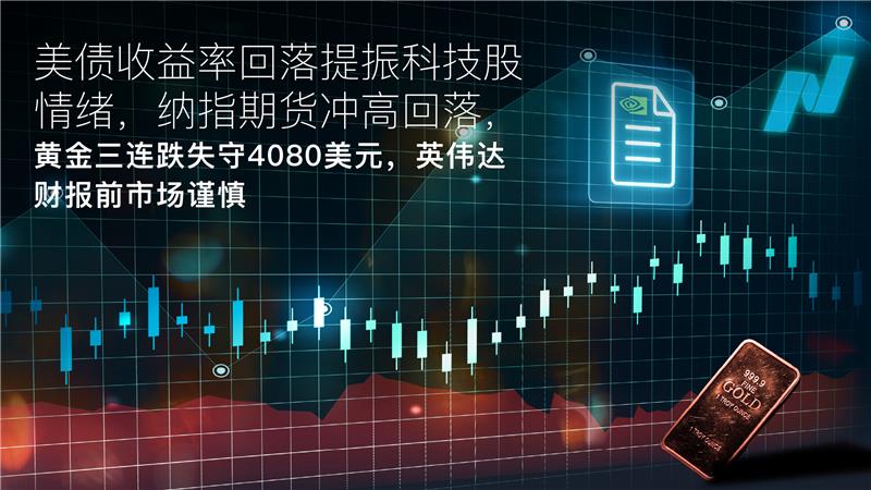 You are currently viewing Amillex每日汇评：美债收益率回落提振科技股情绪，纳指期货冲高回落，黄金三连跌失守4080美元，英伟达财报前市场谨慎