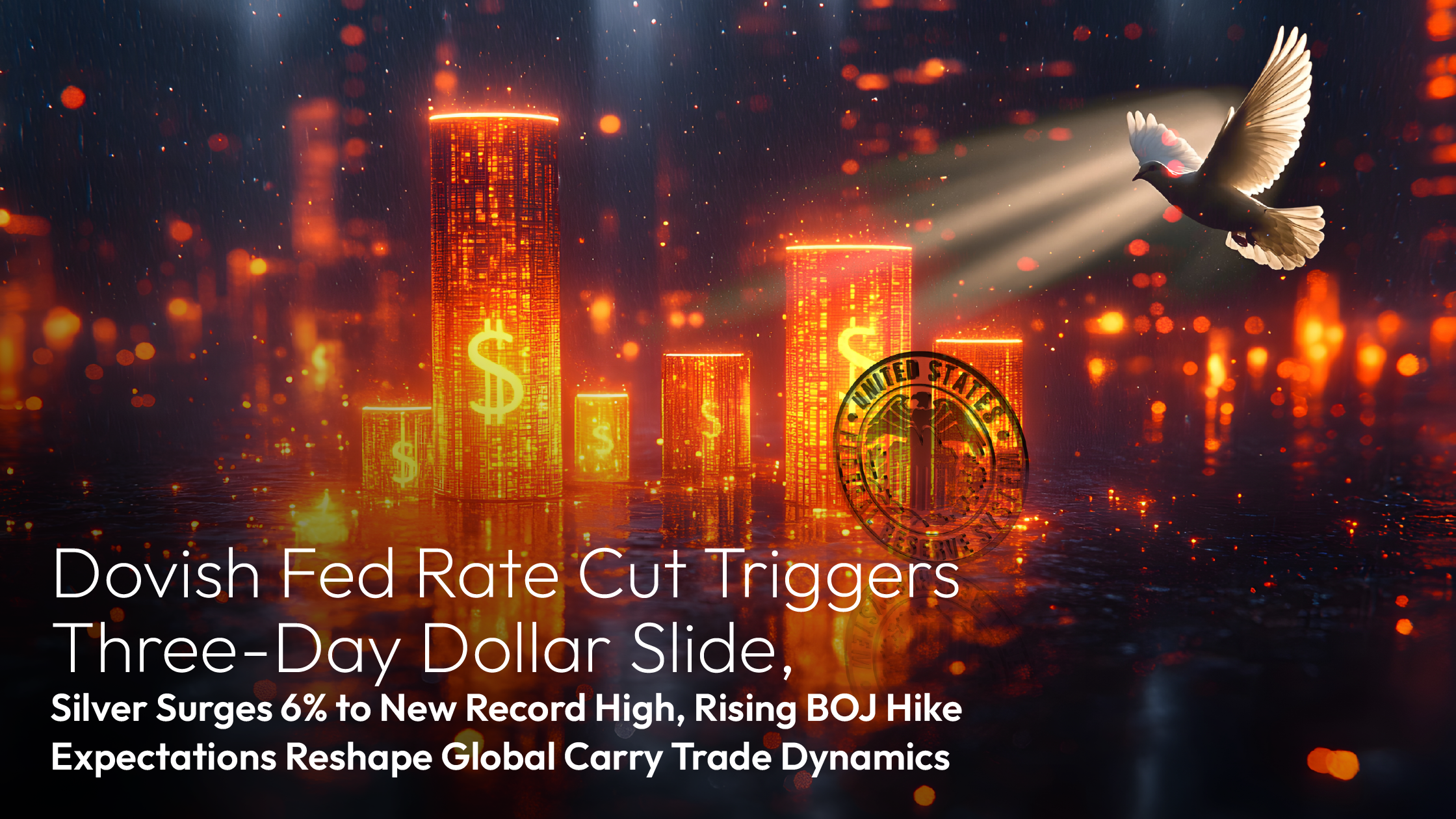 Vous consultez actuellement Amillex Daily Market Commentary: Dovish Fed Rate Cut Triggers Three-Day Dollar Slide, Silver Surges 6% to New Record High, Rising BOJ Hike Expectations Reshape Global Carry Trade Dynamics